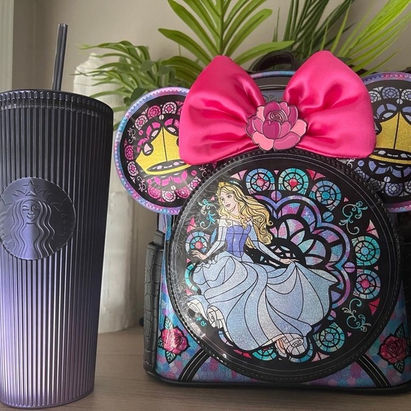 Disney Stained Glass Princess Backpack with Pink Bow - Picture 7 of 10